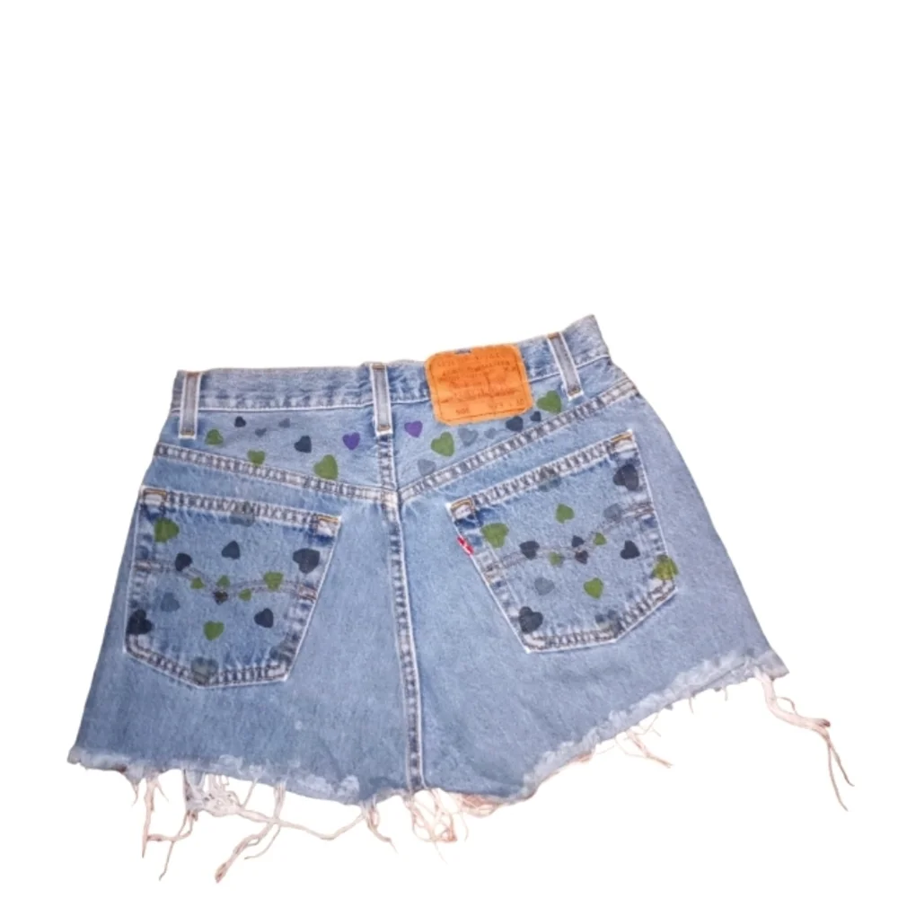 Levi's upcycled raw hem distressed jean shorts
